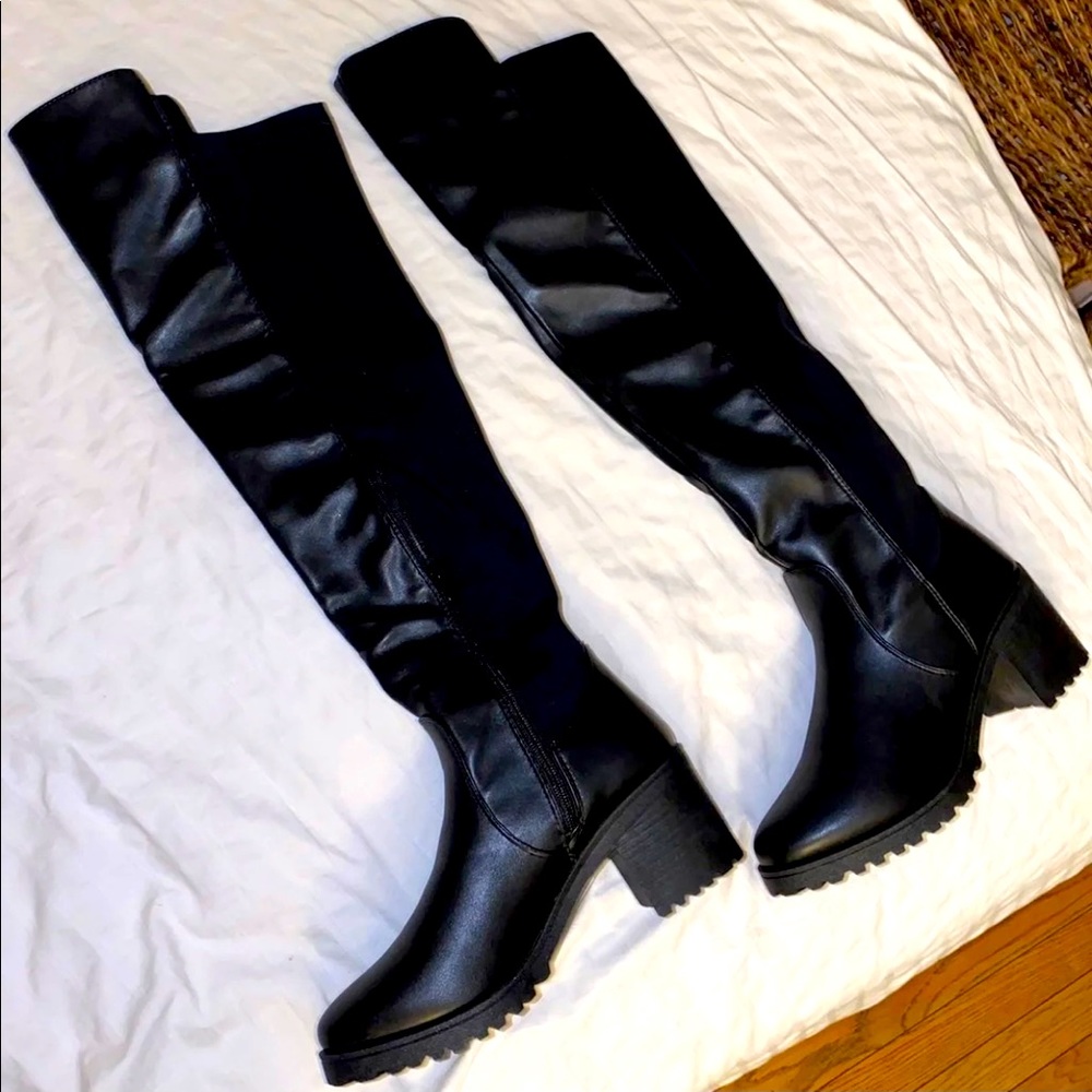 Black knee high boots